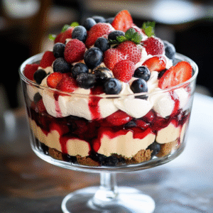 Oreo Trifle with Blueberries & Strawberries