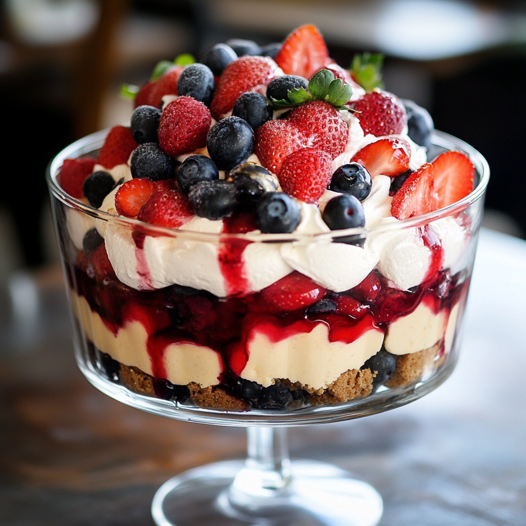 Oreo Trifle with Blueberries & Strawberries