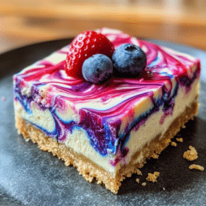 Red, White & Blue Cheesecake Swirled Bars