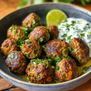 Baked Greek Lentil Meatballs with Tzatziki