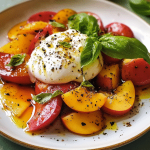 Peach Caprese Salad with Burrata