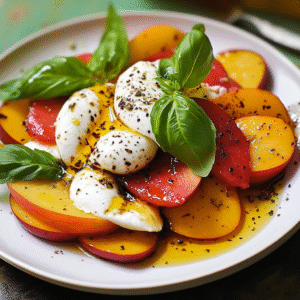 Peach Caprese Salad with Burrata