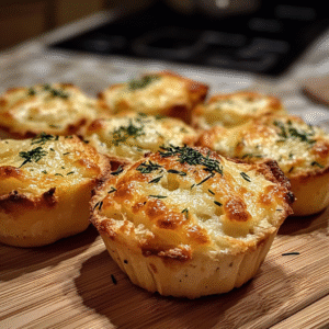 Golden Crust Garlic Rosemary Focaccia Muffins