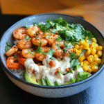 Grilled Shrimp Bowl with Avocado & Corn Salsa