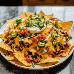 Loaded Cheesy Beef Nachos Recipe
