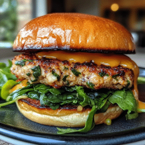 White Cheddar and Spinach Chicken Burgers