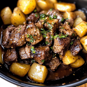 Crockpot Garlic Butter Beef Bites with Potatoes