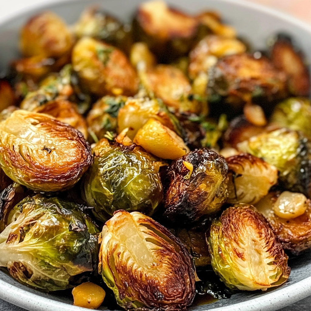 Honey Garlic Roasted Brussels Sprouts Recipe