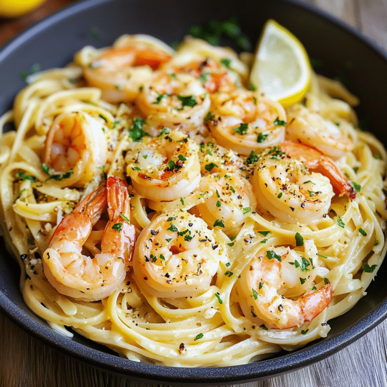 Lemon Fettuccine with Garlic Shrimp Recipe